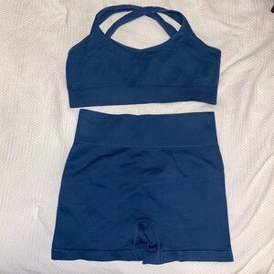 2 pc set | women’s | bra and shorts | medium | blue